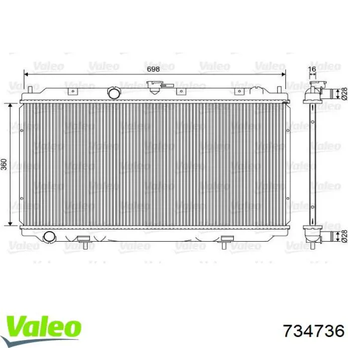 734736 VALEO radiador refrigeración del motor