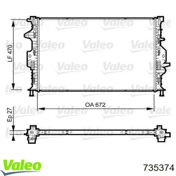 735374 VALEO radiador refrigeración del motor