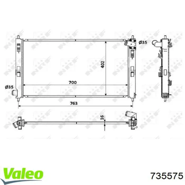 735575 VALEO radiador refrigeración del motor