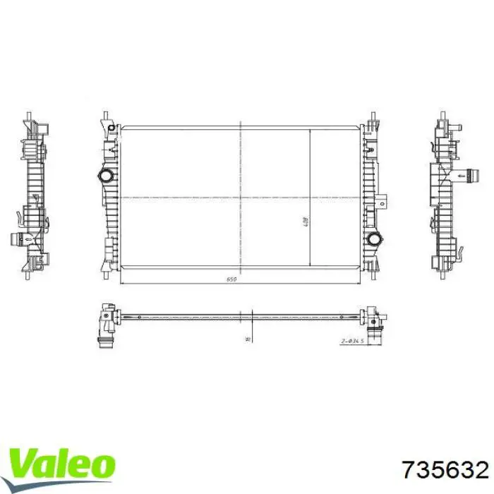 735632 VALEO radiador refrigeración del motor