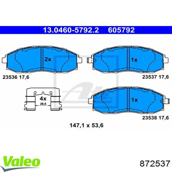 872537 VALEO pastillas de freno delanteras