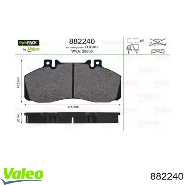 882240 VALEO pastillas de freno traseras