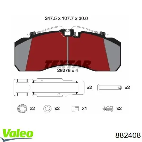 882408 VALEO pastillas de freno traseras