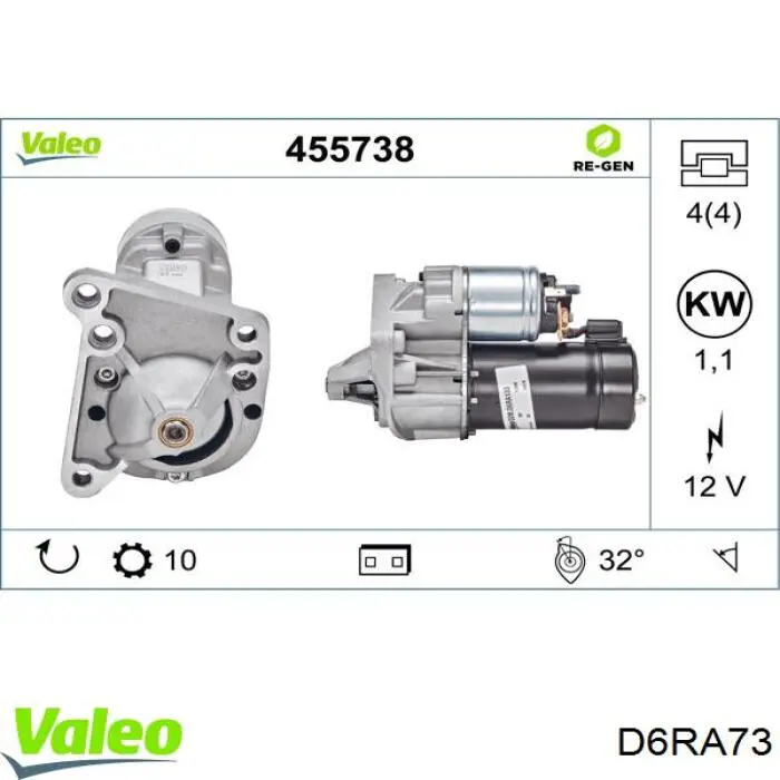 D6RA73 VALEO motor de arranque