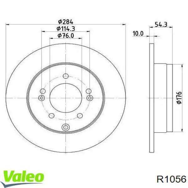 R1056 VALEO disco de freno trasero