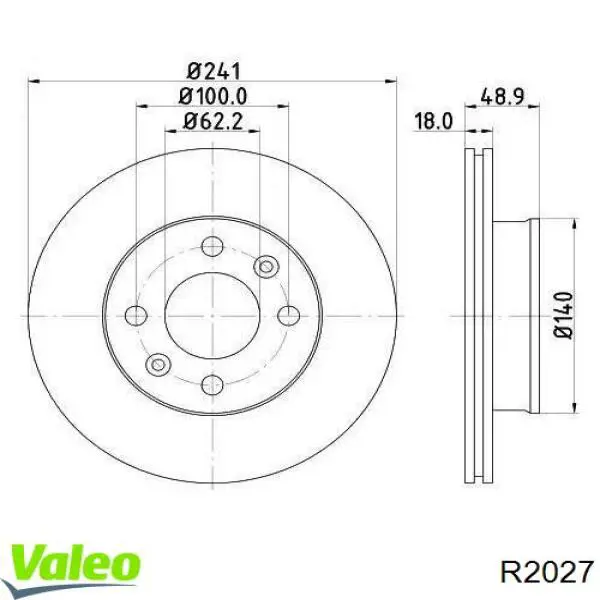 R2027 VALEO freno de disco delantero