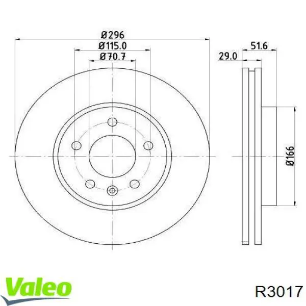 R3017 VALEO freno de disco delantero