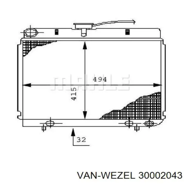 30002043 VAN Wezel radiador refrigeración del motor