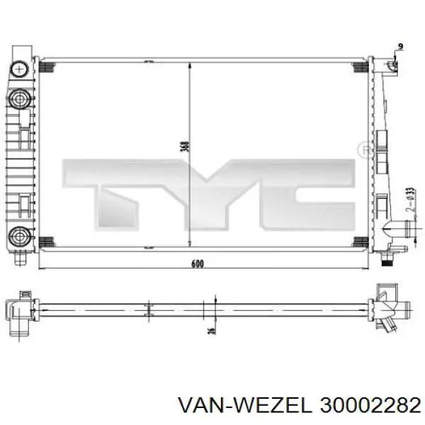 30002282 VAN Wezel radiador refrigeración del motor