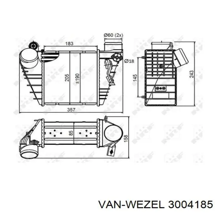 3004185 VAN Wezel radiador de aire de admisión