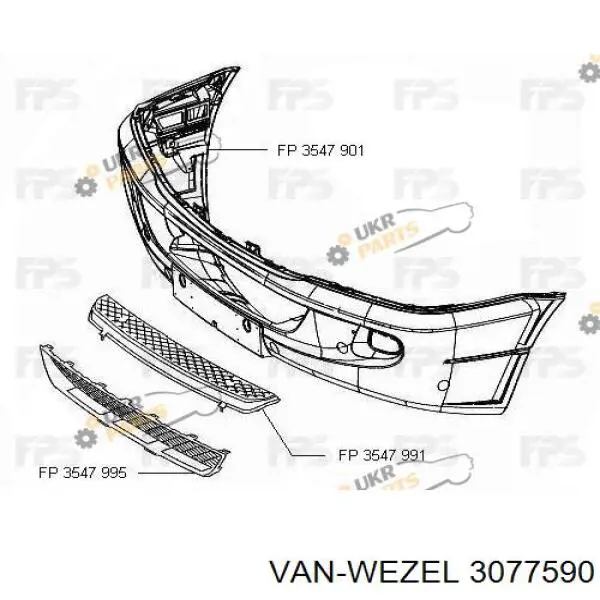  Rejilla de ventilación, parachoques trasero, central para Mercedes Sprinter 906