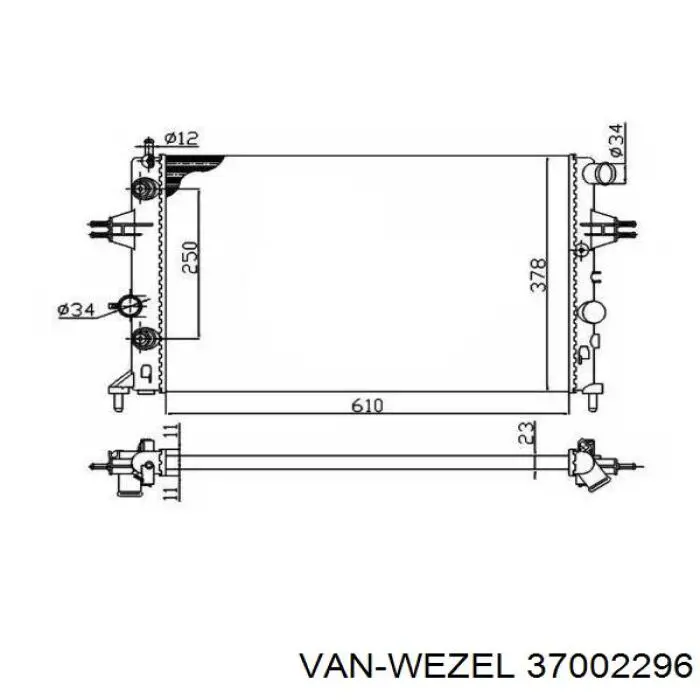 37002296 VAN Wezel radiador refrigeración del motor