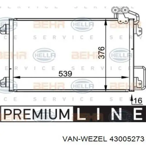 43 00 5273 VAN Wezel condensador aire acondicionado