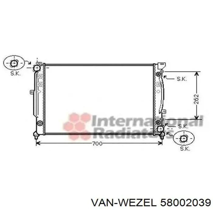 58002039 VAN Wezel radiador refrigeración del motor