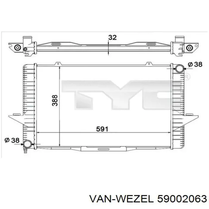 59002063 VAN Wezel radiador refrigeración del motor