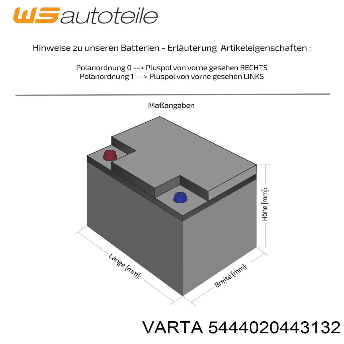 5444020443132 Varta batería de arranque