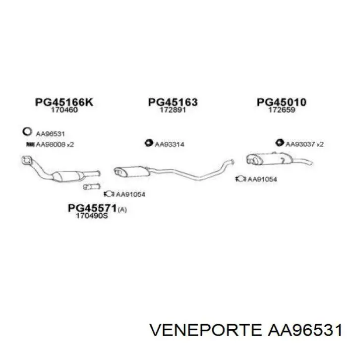 AA96531 Veneporte junta, tubo de escape