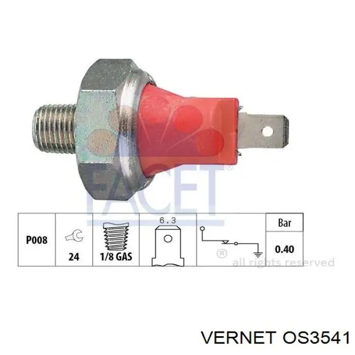 OS3541 Vernet indicador, presión del aceite