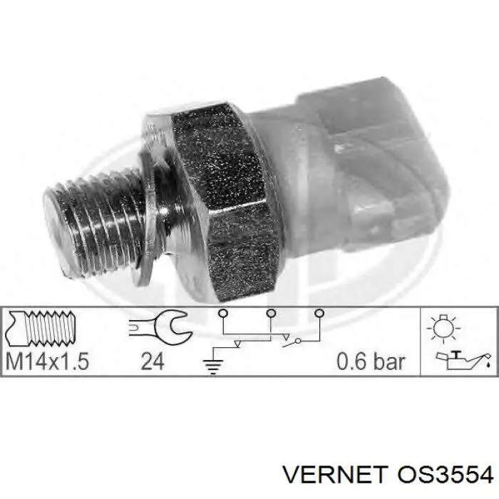 OS3554 Vernet indicador, presión del aceite