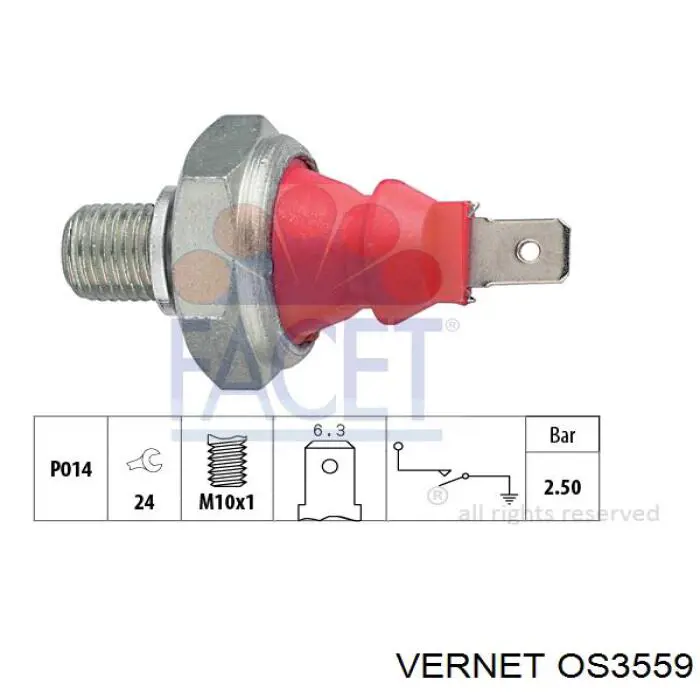 OS3559 Vernet indicador, presión del aceite