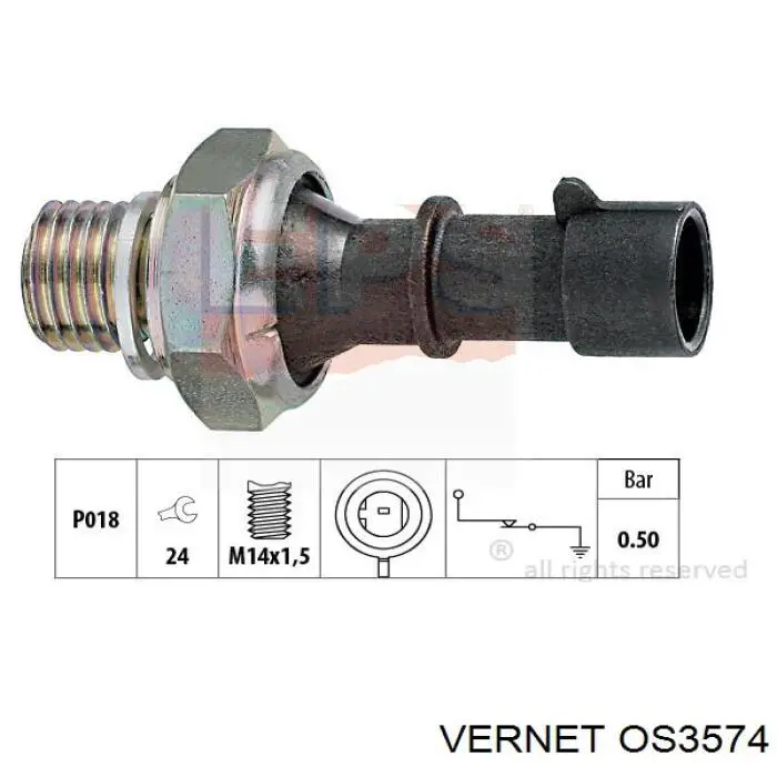 OS3574 Vernet indicador, presión del aceite