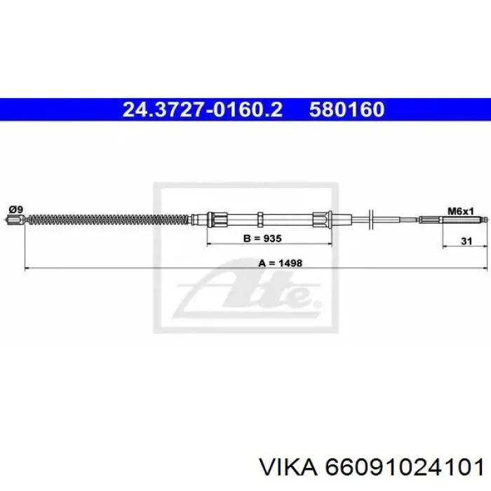 LA BR.0760 Starline cable de freno de mano trasero derecho/izquierdo