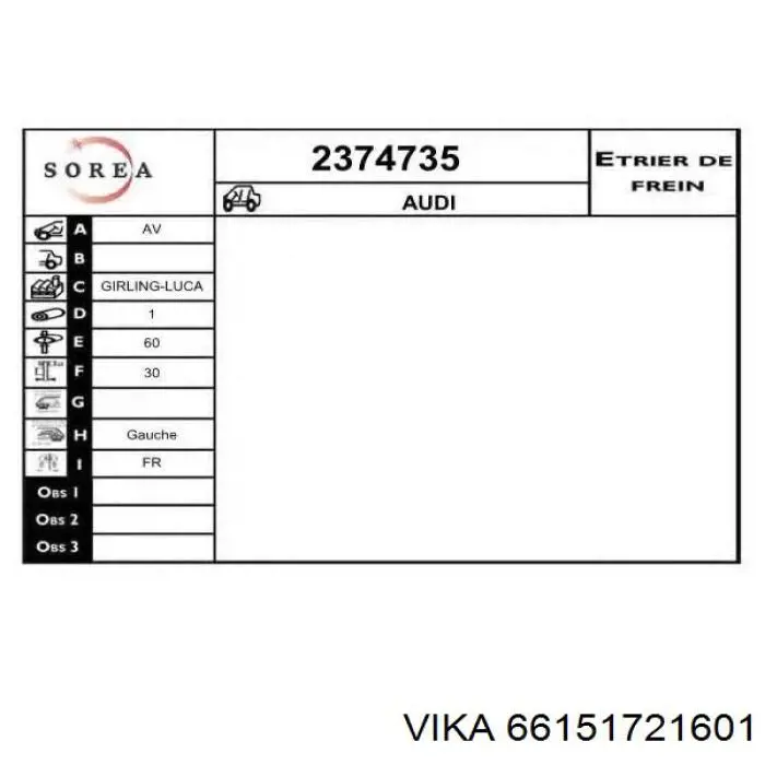  Pinza de freno delantera izquierda para Audi Q5 8RB