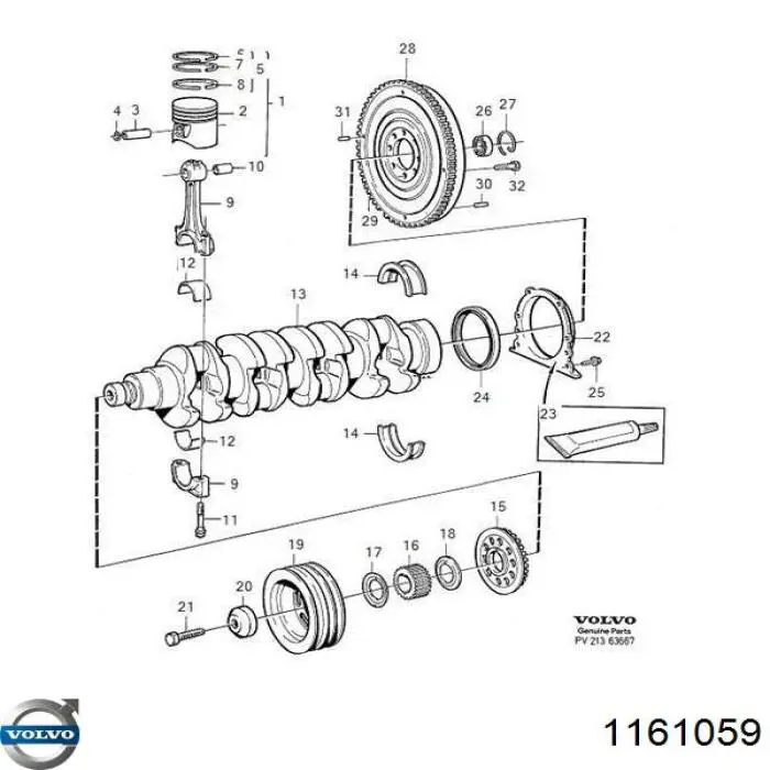 1161059 Volvo material de estanqueidad para juntas