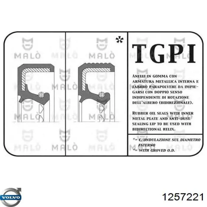 1257221 Volvo anillo retén, árbol de levas delantero