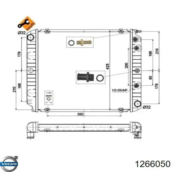 1266050 Volvo radiador refrigeración del motor