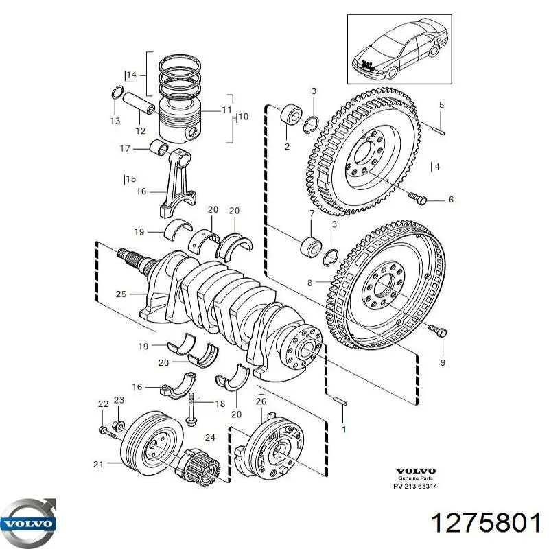 1275801 Volvo polea, cigüeñal