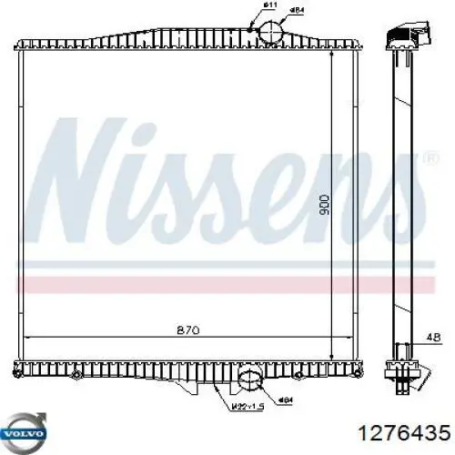 1276435 Volvo radiador refrigeración del motor