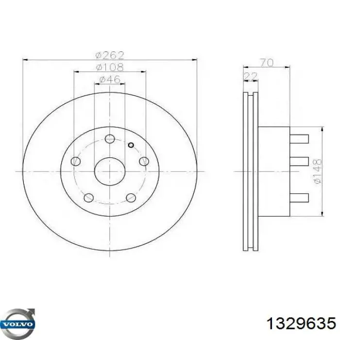 1329635 Volvo freno de disco delantero