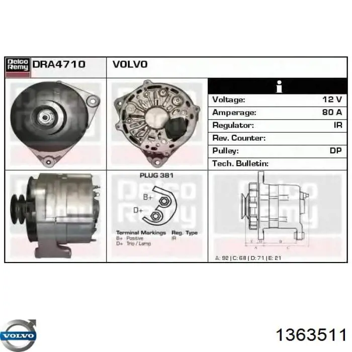 1363511 Volvo alternador