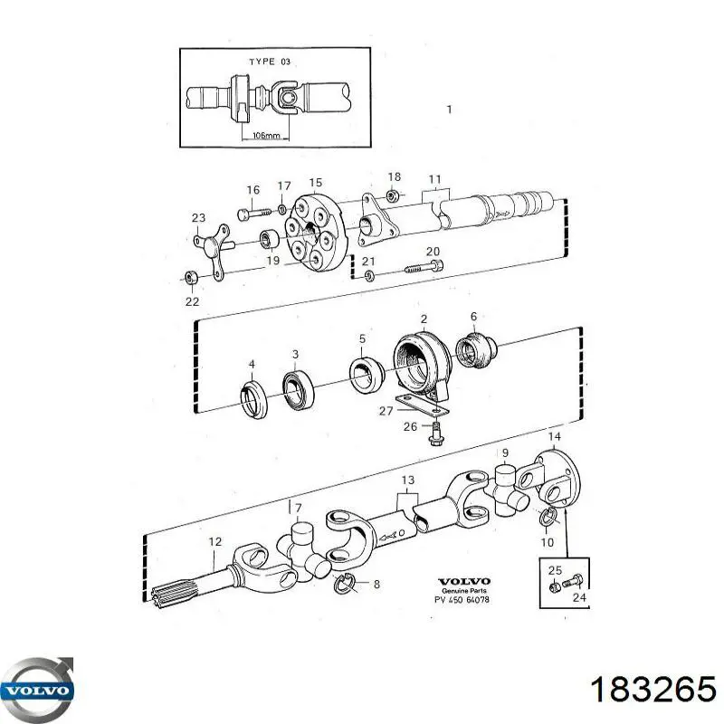 183265 Volvo suspensión, árbol de transmisión