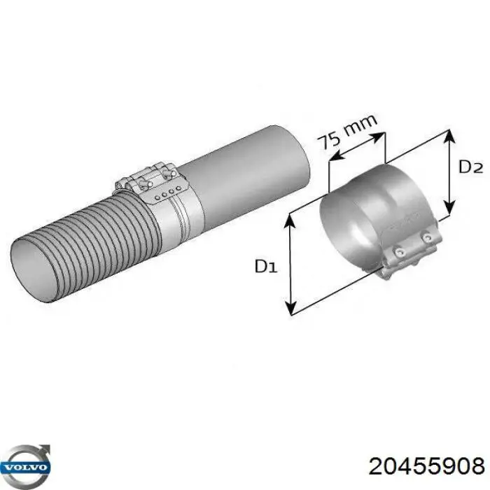 20455908 Volvo abrazadera de silenciador delantera