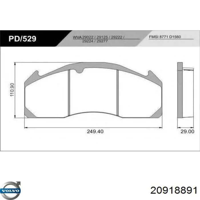 20918891 Volvo pastillas de freno delanteras