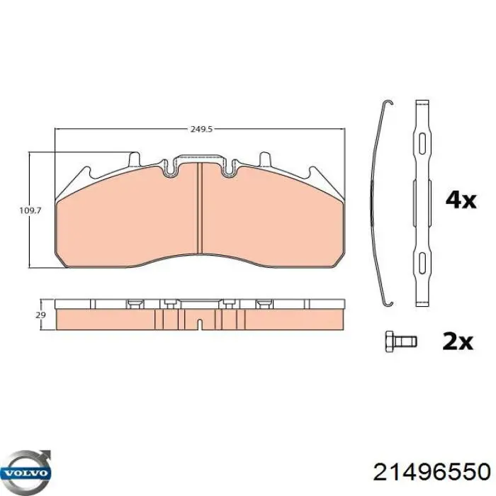 21496550 Volvo pastillas de freno delanteras