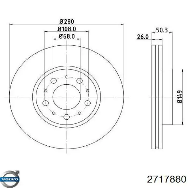 2717880 Volvo freno de disco delantero