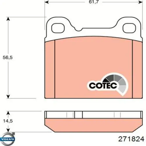 271824 Volvo pastillas de freno traseras