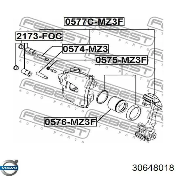 30648018 Volvo juego de reparación, pinza de freno delantero