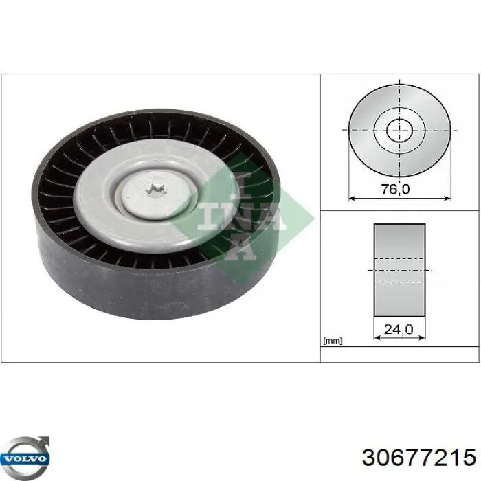 30677215 Volvo polea inversión / guía, correa poli v