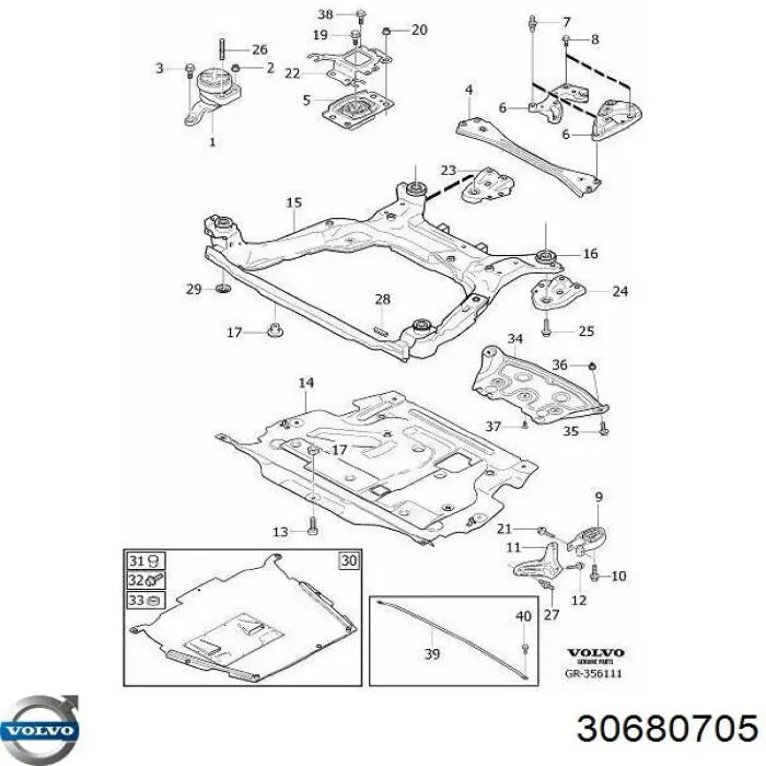 30680705 Volvo soporte de motor trasero