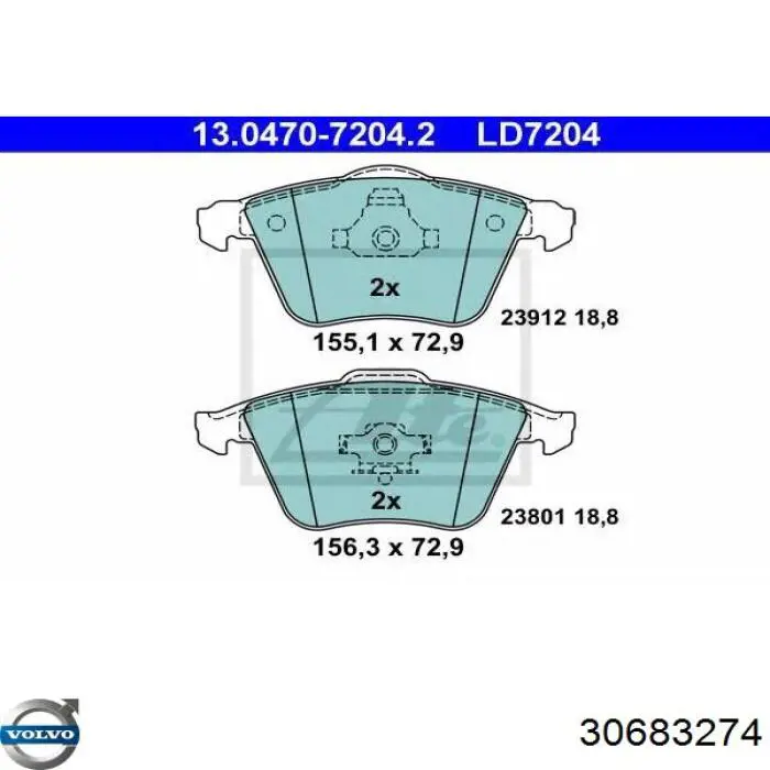 30683274 Volvo pastillas de freno delanteras