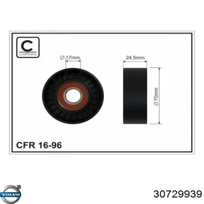 30729939 Volvo rodillo, correa trapecial poli v