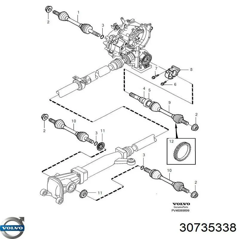  Soporte De Rodamiento Externo Del Eje Delantero para Volvo V70 1 