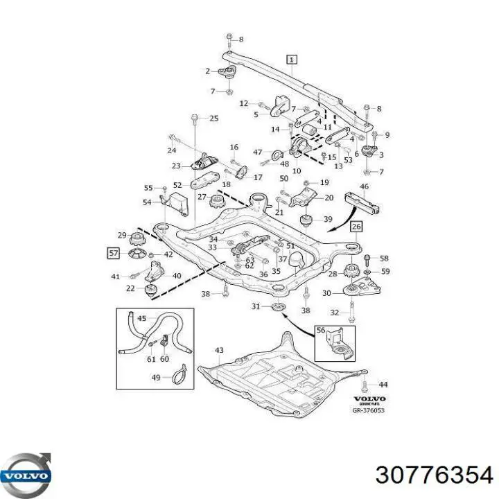 30776354 Volvo soporte, motor, superior