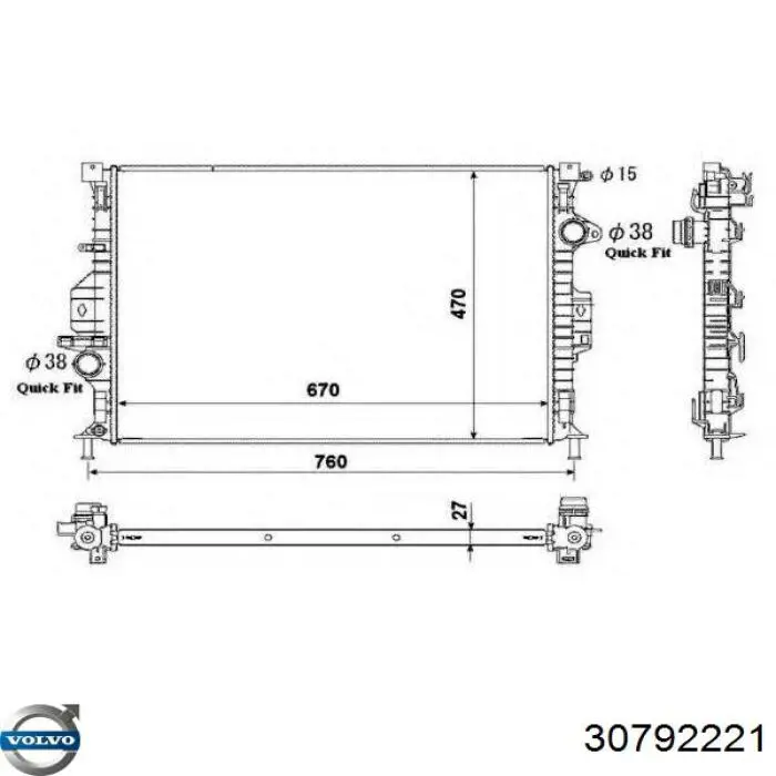 30792221 Volvo radiador refrigeración del motor