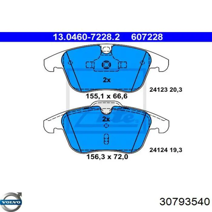 30793540 Volvo pastillas de freno delanteras