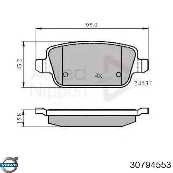 30794553 Volvo pastillas de freno traseras